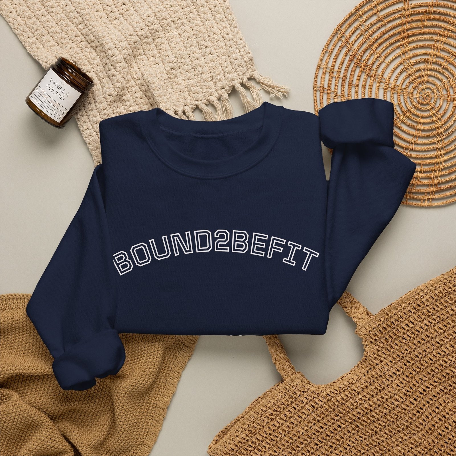 Crewneck Sweatshirt — “BOUND2BEFIT” Minimal Logo Crewneck (Est. 2022)