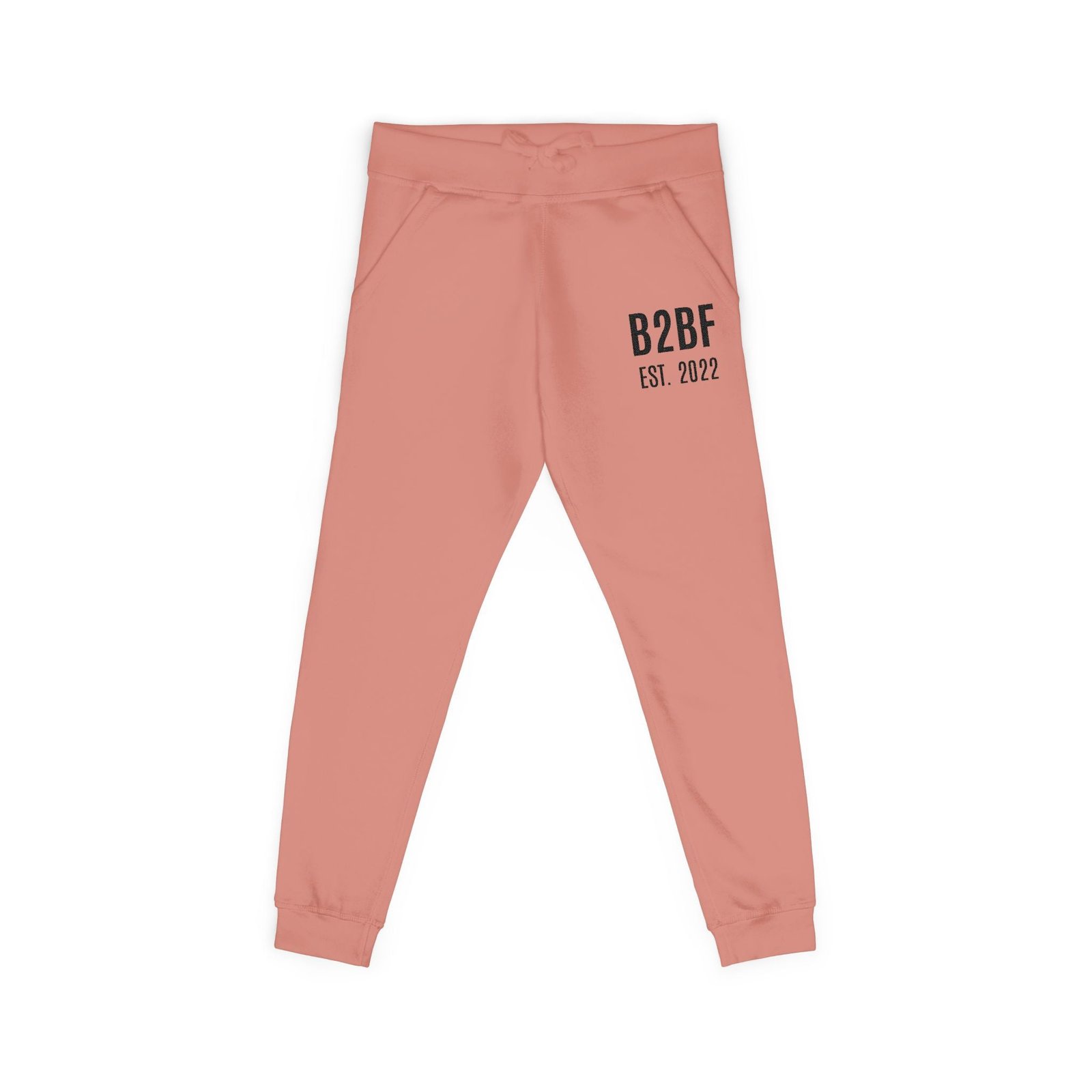 Embroidered 'B2BF EST. 2022' Fleece Sweatpants — Cozy Coral Joggers