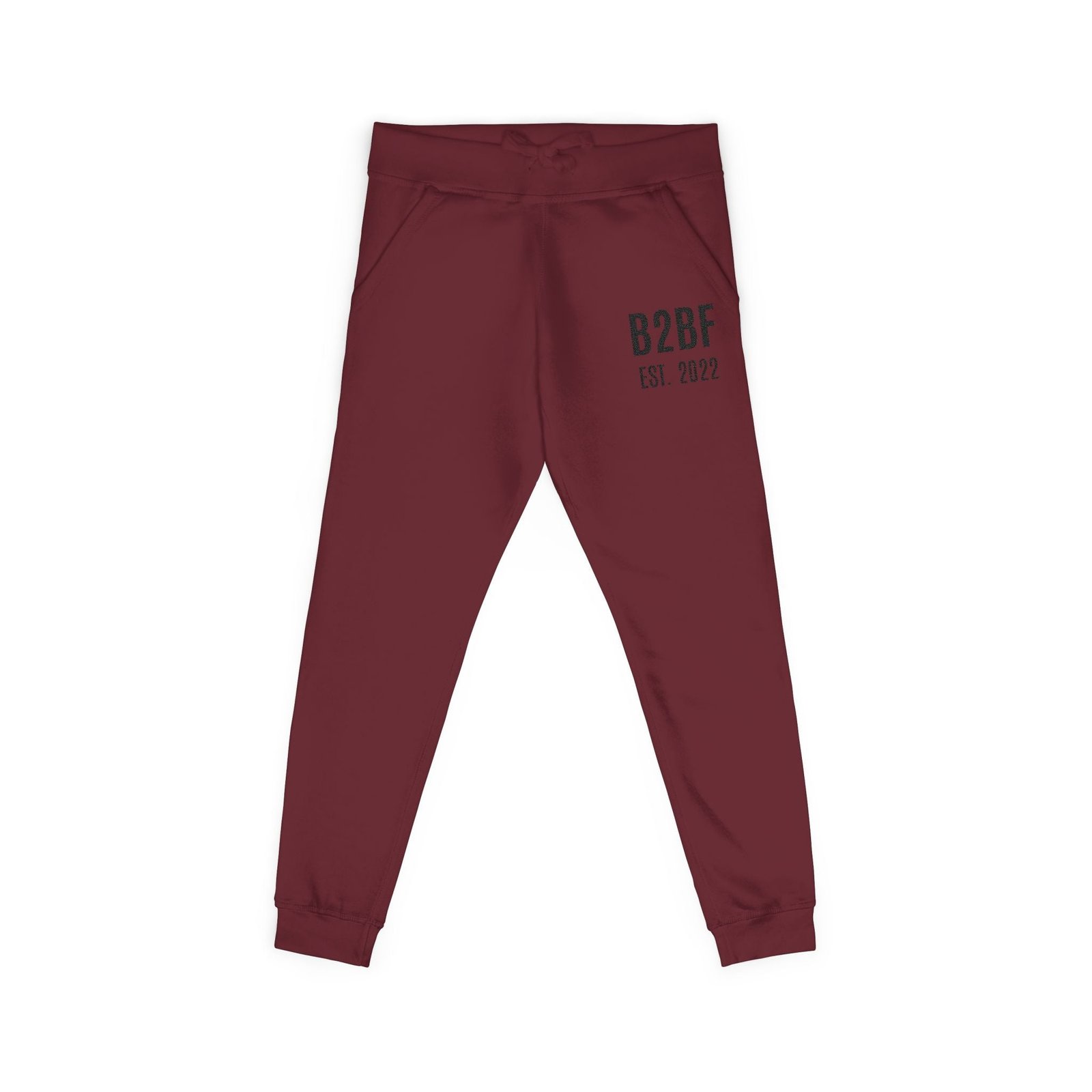 Embroidered 'B2BF EST. 2022' Fleece Sweatpants — Cozy Coral Joggers