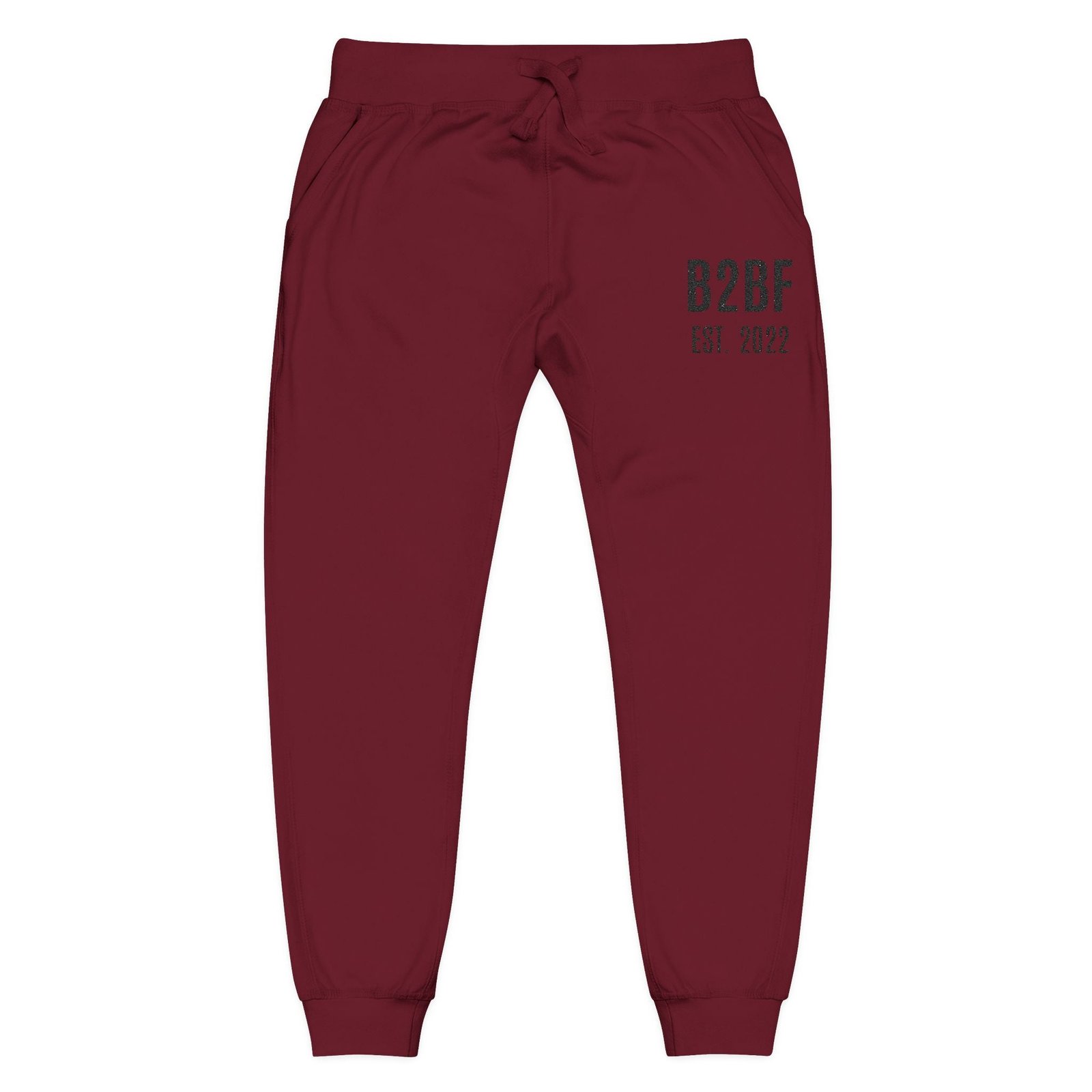 Embroidered 'B2BF EST. 2022' Fleece Sweatpants — Cozy Coral Joggers