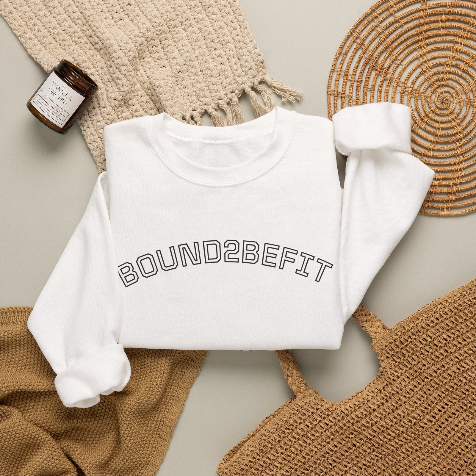 Crewneck Sweatshirt — “BOUND2BEFIT” Minimal Logo Crewneck (Est. 2022)
