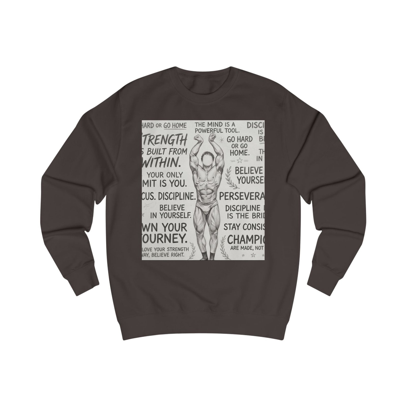 Motivational Gym Sweatshirt — 'Strength is Built From Within' Workout Crewneck
